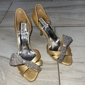 Badgley Mischka Metallic Gold/ Silver Beads Formal Shoes 7.5